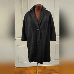Classic Black Women's Vintage Wool Coat